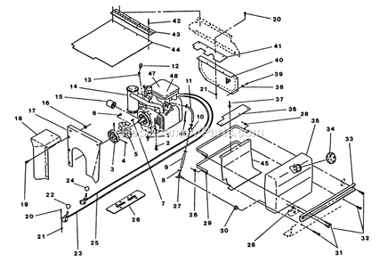 Engine Compartment Diagram and Parts List for EX1800  Exmark Lawn Mower