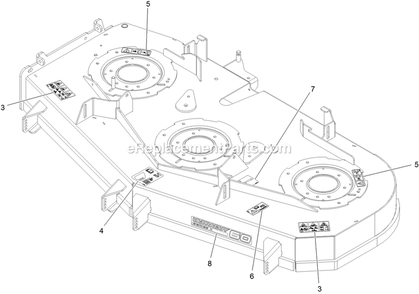 Deck With Decals Assembly Diagram and Parts List for PNS730GKA604A3 (316000000-399999999)(2016) Exmark Lawn Mower