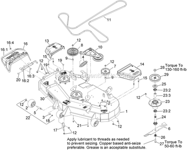 Deck Assembly Diagram and Parts List for LZS23KC524 (920000-999999)(2011) Exmark Lawn Mower