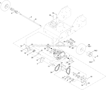 Drive Assembly Diagram and Parts List for ARS180CKA21000 (315000000-315999999)(2015) Exmark Aerator