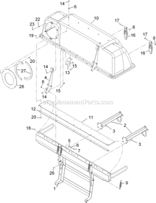 Hood And Frame Assembly Diagram and Parts List for LZUV3B (313000000-313999999)(2013) Exmark Lawn Tractor Accessories