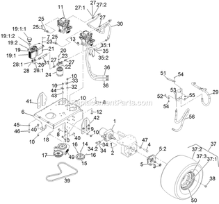Ground Drive System Diagram and Parts List for VTS740EKC604 (313000000-313999999)(2013) Exmark Lawn Mower