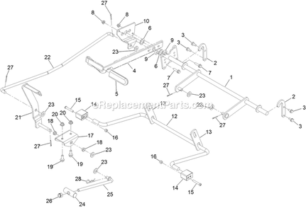 Deck Lift Assembly Diagram and Parts List for QZS708GEM50200 (406294345-408644345)(2020) Exmark Lawn Mower