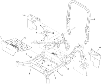 Main Frame Assembly Diagram and Parts List for LZS88CDYM96RW0 (408644346-411294211)(2021) Exmark Lawn Mower