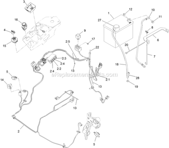 Electrical Assembly Diagram and Parts List for LZE801GKA604B1 (316000000-399999999)(2016) Exmark Lawn Mower