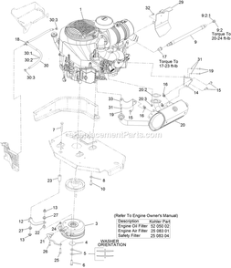 Engine Assembly Diagram and Parts List for LZX940EKC60600 (316000000-399999999)(2016) Exmark Lawn Mower