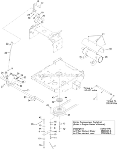 Park Brake And Engine Assembly Diagram and Parts List for TTX20KCE (920000-999999)(2011) Exmark Lawn Mower