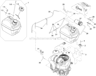 Fuel Assembly Diagram and Parts List for TTX691CKA60400 (400000000-402082299)(2017) Exmark Lawn Mower