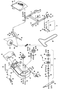 Mower Deck (1) Diagram and Parts List for TT3614KC (160000-169999)(1998) Exmark Lawn Mower