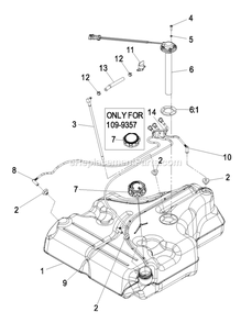 Fuel Tank Assembly Diagram and Parts List for LZAS22KA484CA (850000-919999)(2010) Exmark Lawn Mower