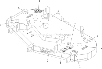 Deck With Decals Assembly Diagram and Parts List for PNE691GKA52200 (315000000-315999999)(2015) Exmark Lawn Mower