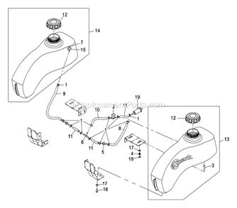 Fuel Group Diagram and Parts List for PHZ19KA443 (600000-669999)(2006) Exmark Lawn Mower