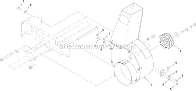 Blower Mounting Assembly Diagram and Parts List for NVS640CKC42000 (315000000-315999999)(2015) Exmark Lawn Mower