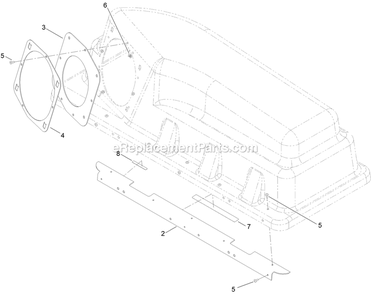 Bagger Top Assembly Diagram and Parts List for 142-6388 (408644346-411294211)(2021) Exmark Lawn Tractor Accessories