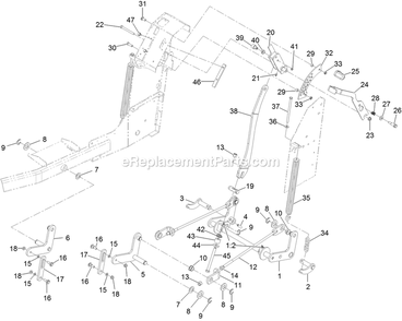 Deck Lift Assembly Diagram and Parts List for VTS691KA524CA (314000000-314999999)(2014) Exmark Lawn Mower