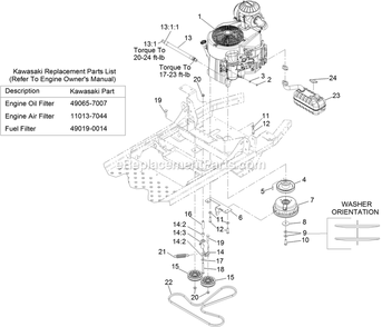 Engine Assembly Diagram and Parts List for PNS651KA483 (313000000-313999999)(2013) Exmark Lawn Mower
