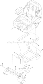 Seat Assembly (1) Diagram and Parts List for LZS902DKU725A1 (400000000-402082299)(2017) Exmark Lawn Mower