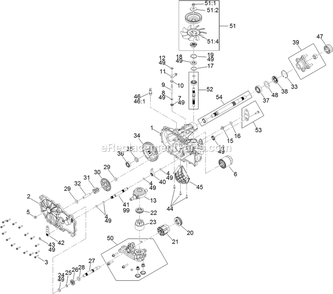 Right Hand Hydro Transaxle Assembly Diagram and Parts List for QZS708GEM50200 (406294345-408644345)(2020) Exmark Lawn Mower