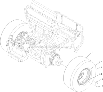 Rear Wheel Assembly Diagram and Parts List for LZS88CDYM96RW0 (408644346-411294211)(2021) Exmark Lawn Mower