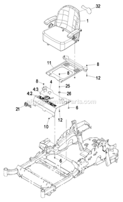 Seat Group Diagram and Parts List for LZA20KAS484 (850000-919999)(2010) Exmark Lawn Mower