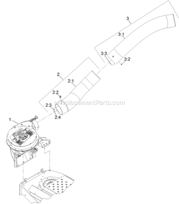 Blower And Tubes Assembly Diagram and Parts List for 116-3001 (314000000-314999999)(2014) Exmark Lawn Tractor Accessories