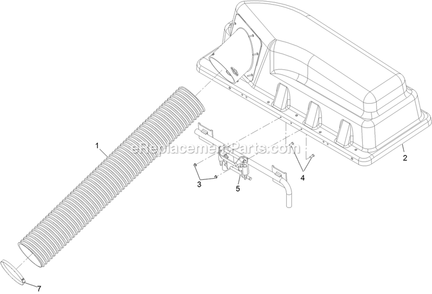 Bagger Top And Hinge Assembly Diagram and Parts List for 116-1084 (313000000-313999999)(2013) Exmark Lawn Tractor Accessories