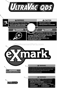Decals Diagram and Parts List for LHPUVD4448 (600000-669999)(2006) Exmark Lawn Tractor Accessories