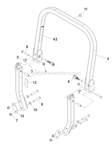 Rops Assembly Diagram and Parts List for LZZ29KCE606 (850000-919999)(2010) Exmark Lawn Mower