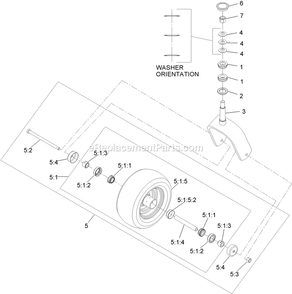 Caster Wheel And Fork Assembly Diagram and Parts List for LZE27KC604 (920000-999999)(2011) Exmark Lawn Mower