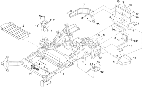 Main Frame Assembly Diagram and Parts List for LZX940EKC606W0 (402082300-404314158)(2018) Exmark Lawn Mower