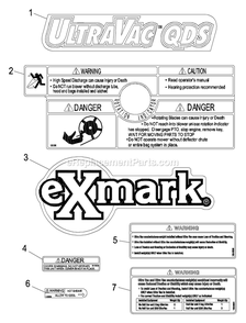 Decals Diagram and Parts List for LHPUVD4448 (440000-509999)(2004) Exmark Lawn Tractor Accessories