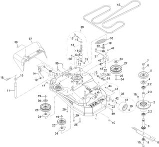 Deck Assembly Diagram and Parts List for STE600CKA32300 (406294345-408644345)(2020) Exmark Lawn Mower