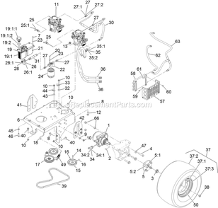Ground Drive Assembly Diagram and Parts List for VTS691KA524CA (314000000-314999999)(2014) Exmark Lawn Mower