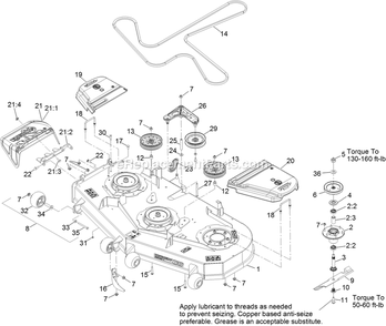 Deck Assembly Diagram and Parts List for PNS730GKA604A3 (316000000-399999999)(2016) Exmark Lawn Mower