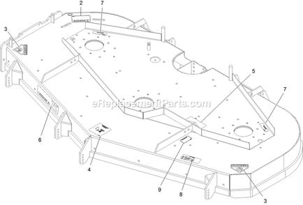 Deck With Decals Assembly (1) Diagram and Parts List for LZDS902K725 (313000000-313999999)(2013) Exmark Lawn Mower