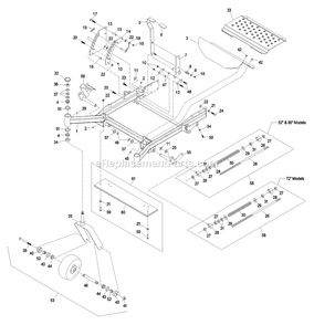 Front Frame Group Diagram and Parts List for LAS25KC604N (720000-789999)(2008) Exmark Lawn Mower