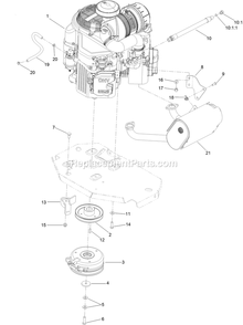 Engine, Clutch And Muffler Assembly Diagram and Parts List for LZX921GKA726B1 (316000000-399999999)(2016) Exmark Lawn Mower