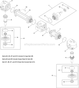 Gearbox Assembly Diagram and Parts List for NVS730AKC48000 (402082300-404314158)(2018) Exmark Lawn Mower