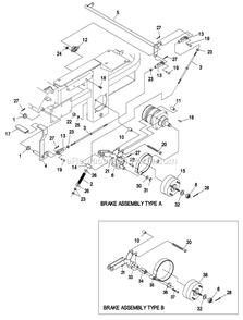 Park Brake Group Diagram and Parts List for LZ23KA604 (260000-319999)(2001) Exmark Lawn Mower