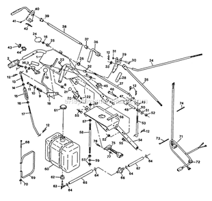 Viking Upper Handle And Controls Diagram and Parts List for V32-85B-5 (70000-79999)(1992) Exmark Lawn Mower