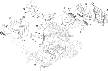 Guarding Assembly Diagram and Parts List for STE600CKA363H1 (406294345-408644345)(2020) Exmark Lawn Mower