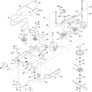 Lh Wing Deck Assembly Diagram and Parts List for LZS88CDYM96RW0 (402082300-404314158)(2018) Exmark Lawn Mower