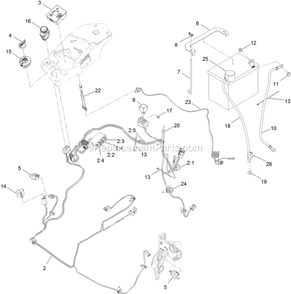 Electrical Assembly Diagram and Parts List for LZE740EKC60400 (404314159-406294344)(2019) Exmark Lawn Mower