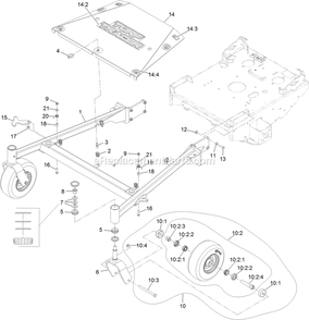 Main Frame Assembly Diagram and Parts List for TTX650EKC60400 (406294345-999999999)(2020) Exmark Lawn Mower