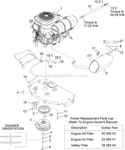 Engine Assembly Diagram and Parts List for LZX749EKC606 (312000000-312999999)(2012) Exmark Lawn Mower