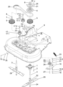 Spindle And Blade Assembly Diagram and Parts List for ECKA30 (314000000-314999999)(2014) Exmark Lawn Mower