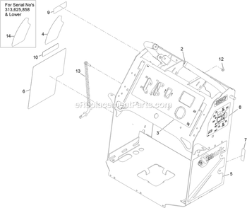 Tower Assembly With Decals Diagram and Parts List for VTX651KA484 (313000000-313999999)(2013) Exmark Lawn Mower