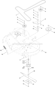 42 Inch Deck, Belt And Blade Assembly Diagram and Parts List for QTS735KC422 (314000000-314999999)(2014) Exmark Lawn Mower