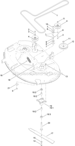 42 Inch Deck, Belt And Blade Assembly Diagram and Parts List for QTE452CEM42100 (316000000-399999999)(2016) Exmark Lawn Mower