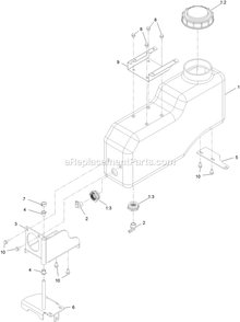 Right Tank Assembly Diagram and Parts List for 34220 400000000-999999999 Exmark Sprayer
